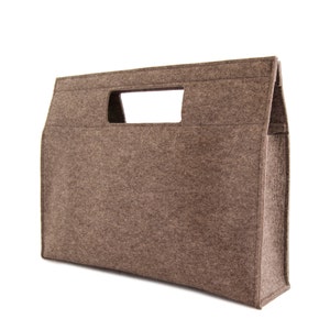 Sac à main en feutre gris naturel feutre 100% laine sac en feutre sac à main gris fait à la main fabriqué en Italie image 3