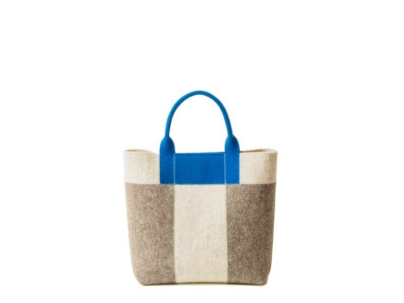 30% OFF Small Three-tone HANDBAG oatmeal-grey-blue wool felt tote bag womens bag felt shoulder bag grey bag made in Italy Small