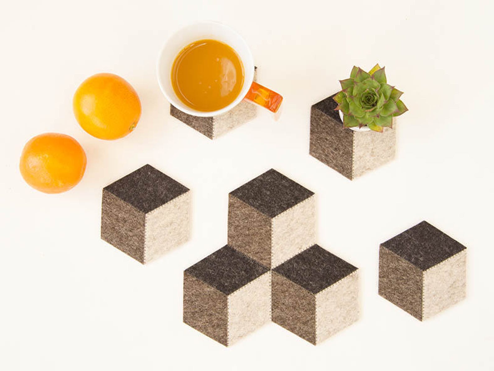 Set of dark grey felt coasters / wool felt coasters / grey Etsy