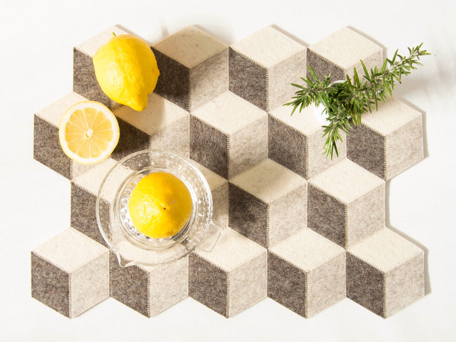 Light grey wool felt placemat made in Italy