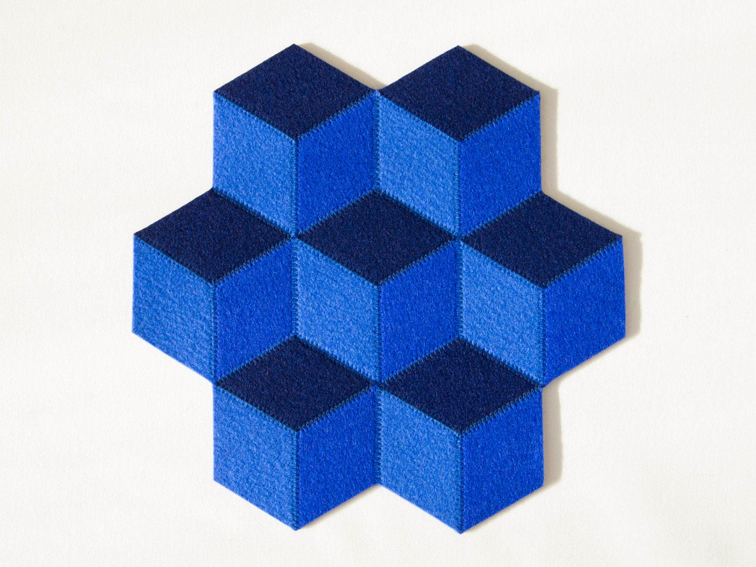 Small table mat blue wool felt wool felt mat stylish table mat handmade made in Italy