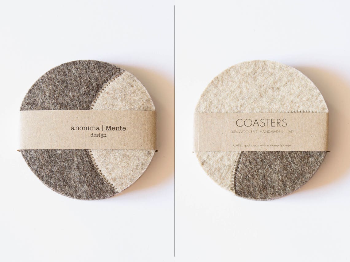 Set of Round Felt Coasters / Light Grey Felt Coasters / Grey Etsy