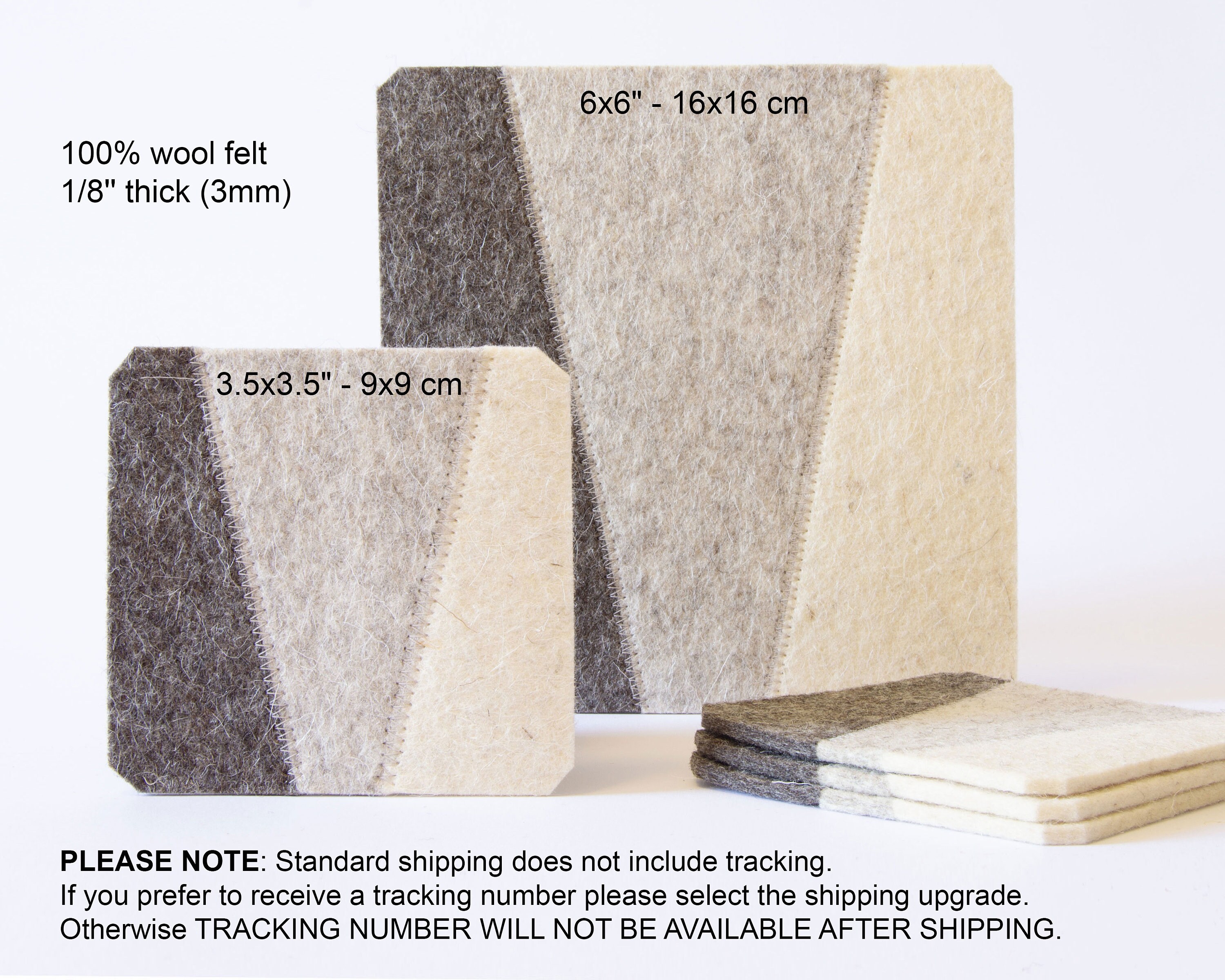 Set of dark gray felt coasters square coasters made in Italy