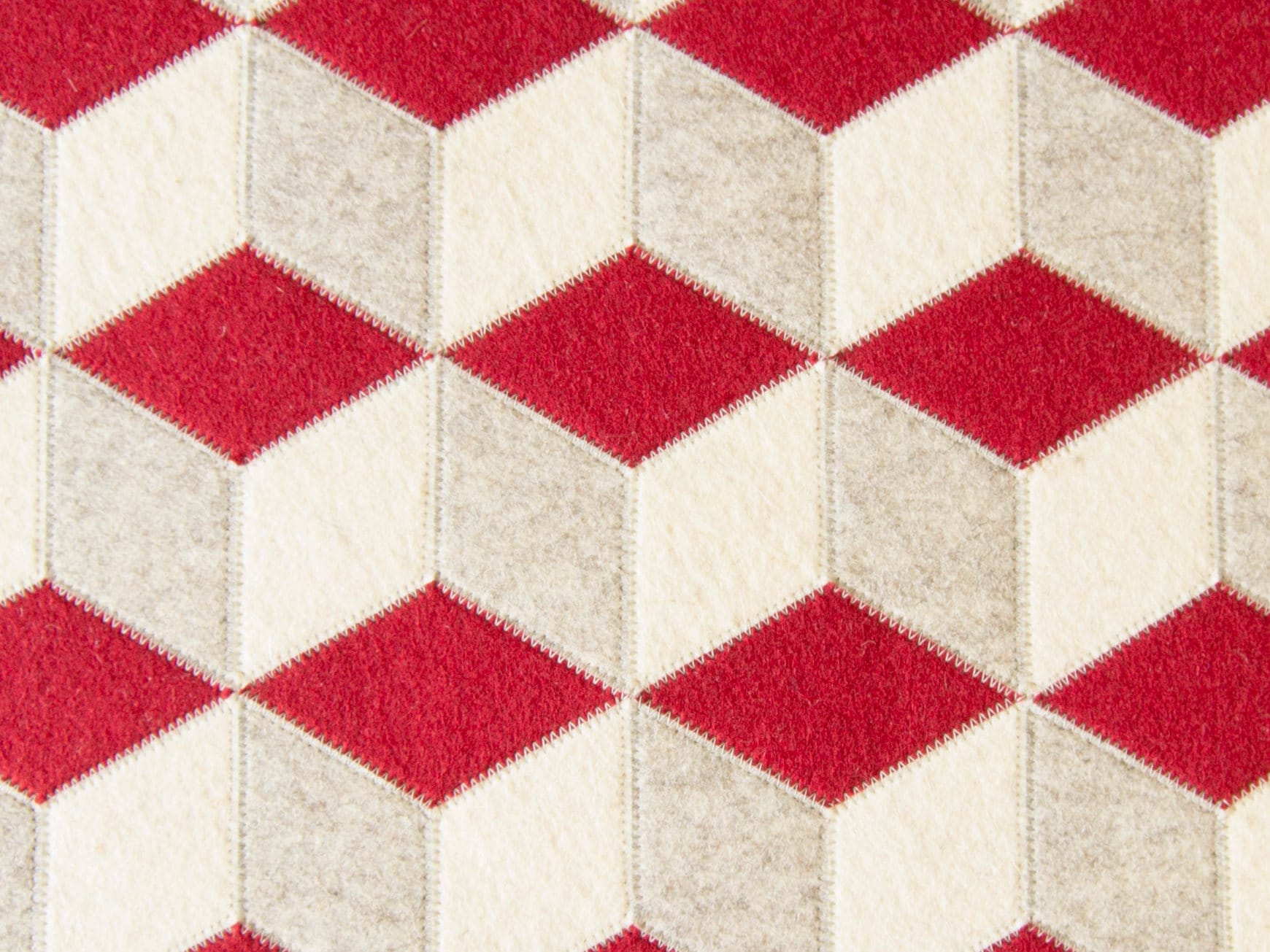Red and white wool felt placemat made in Italy