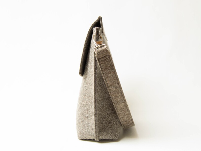 Wool Felt FLAP BAG warm grey tote bag grey bag womens bag felt shoulder bag elegant bag made in Italy image 4