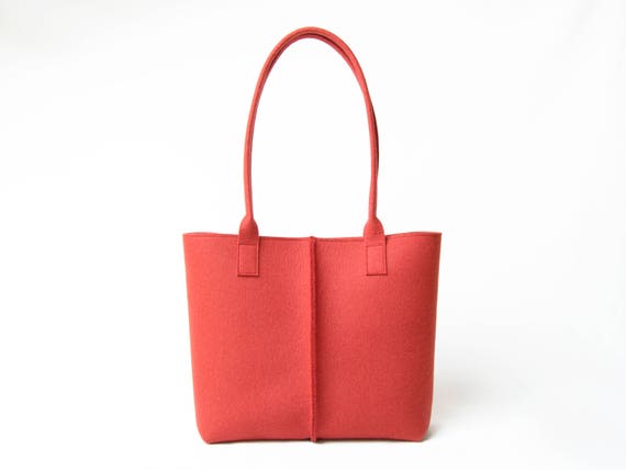 Wool Felt TOTE BAG / blue tote bag / orange bag / womens bag / | Etsy