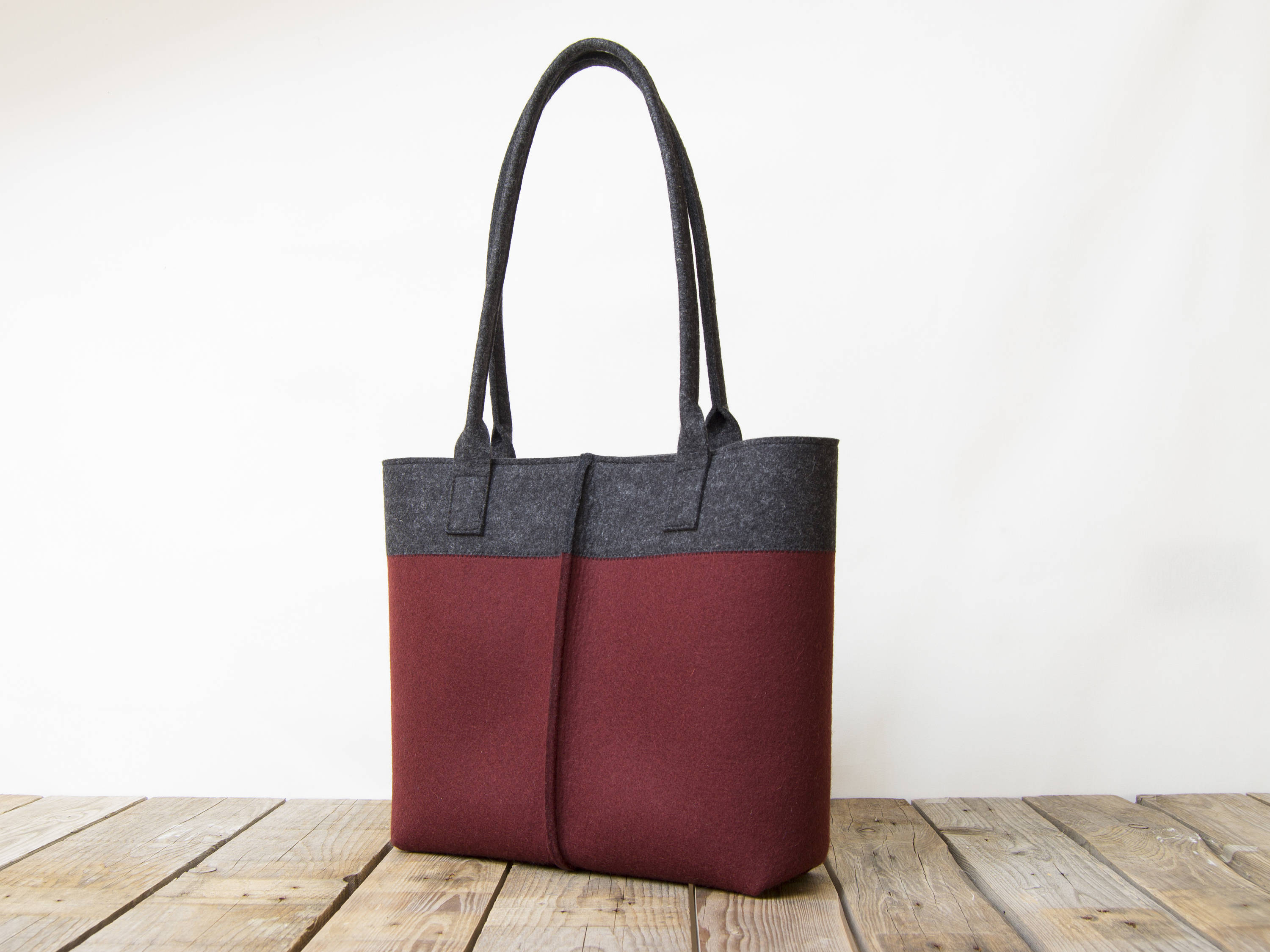 Wool Felt TOTE BAG / bicolor tote bag / womens bag / felt shoulder bag