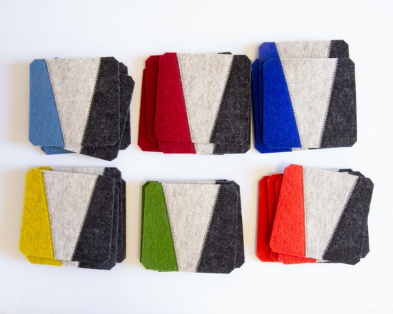 Set of square felt coasters - various colors