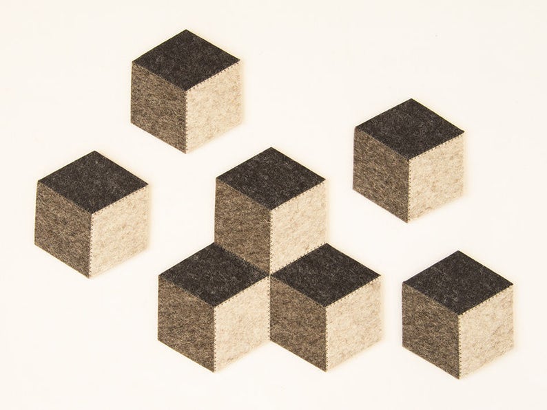 Set of Dark Grey Felt Coasters / Wool Felt Coasters / Grey Etsy