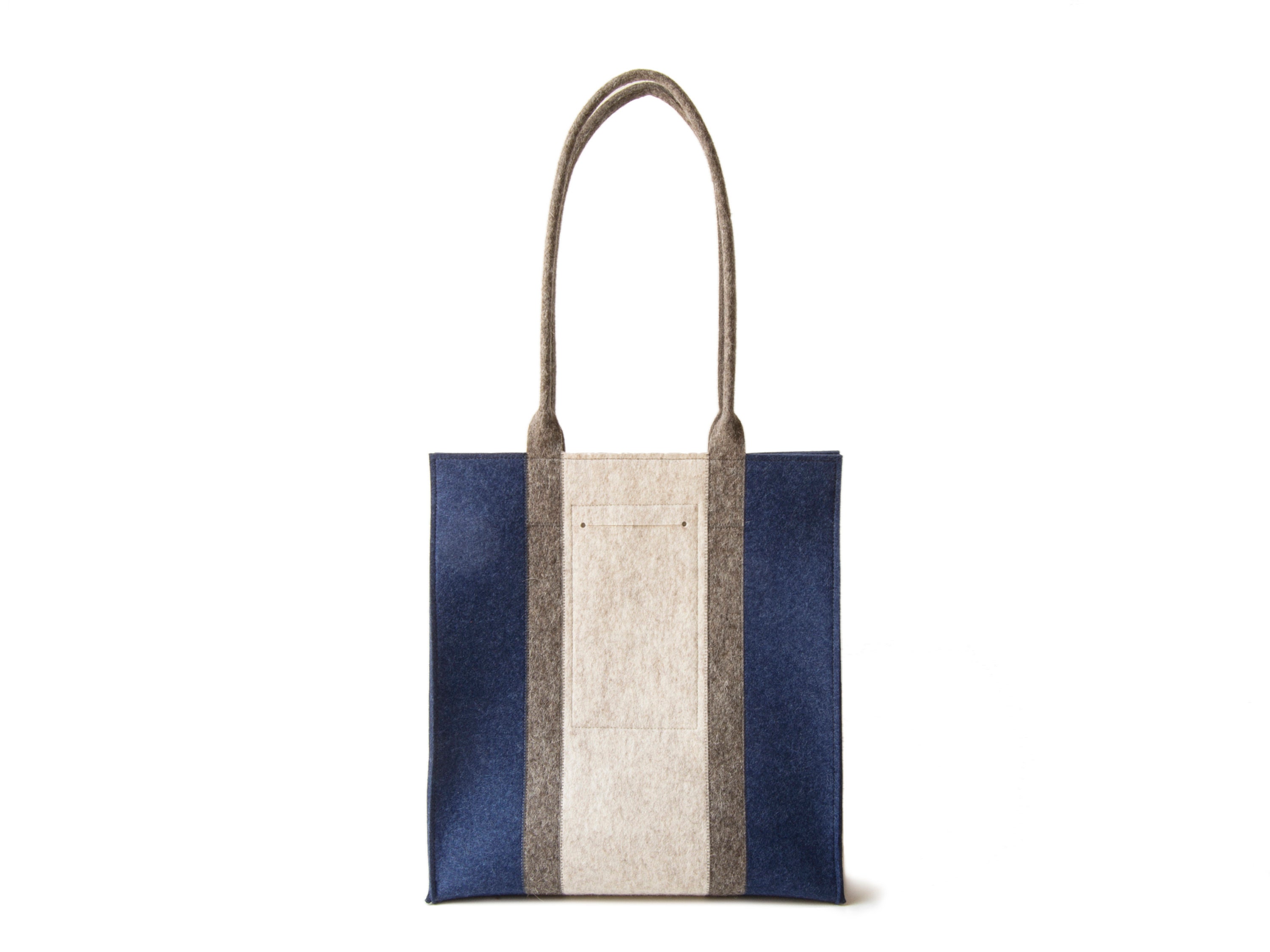 Wool Felt RECTANGULAR TOTE BAG - blue and gray - made in Italy