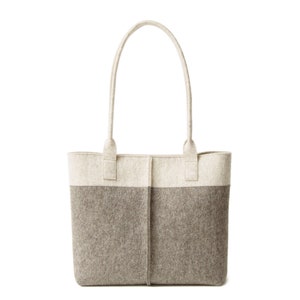 Wool Felt TOTE BAG oatmeal and grey - two tone tote bag - womens bag - felt shoulder bag - grey bag - gray bag - made in Italy