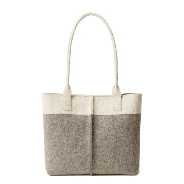 Wool Felt TOTE BAG flocons d’avoine et gris - sac fourre-tout bicolore - sac pour femme - sac à bandoulière en feutre - sac gris - sac gris - fabriqué en Italie