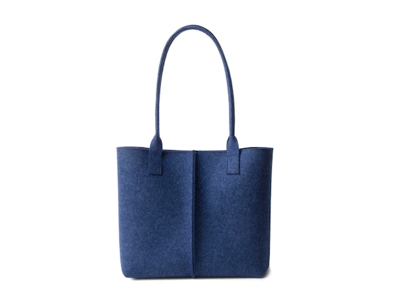 Wool Felt TOTE BAG - dark blue - made in Italy