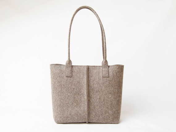 Wool Felt TOTE BAG - gray - made in Italy