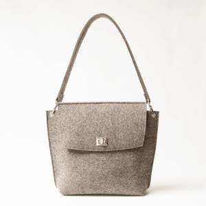 Wool Felt FLAP BAG warm grey tote bag grey bag womens bag felt shoulder bag elegant bag made in Italy image 1