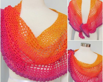 Pattern only - Tequila Sunrise Crescent Shawl pattern crochet lace pdf pattern