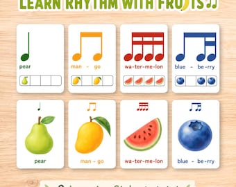 Fruit Rhythm Flash Cards | Music Theory Learning Tool (Printable PDF)