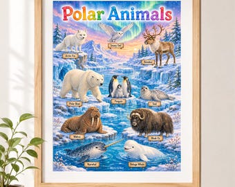 Polar Animals Poster | Immersive Storybook Educational Printable | Nursery & Preschool Wall Art