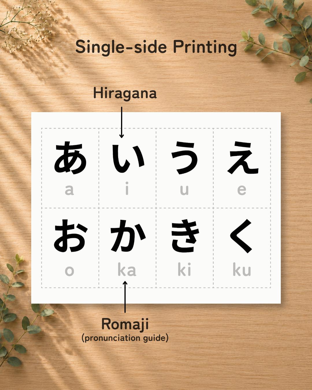Minimalist Hiragana Flashcards Printable PDF | Japanese Flash Cards for