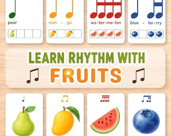 Fruit Rhythm Flash Cards | Music Theory Learning Tool (Printable PDF)
