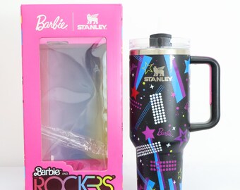 Stanley x Barbie Black 40oz Tumbler with Lid & Straw – Quencher Gift for Women