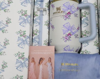 Stanley x Love Shack Fancy 40 oz Quencher - Rosa Beaux Blue Holiday Tumbler, Limited Edition Reusable Cup with Straw, Christmas Gift for Her