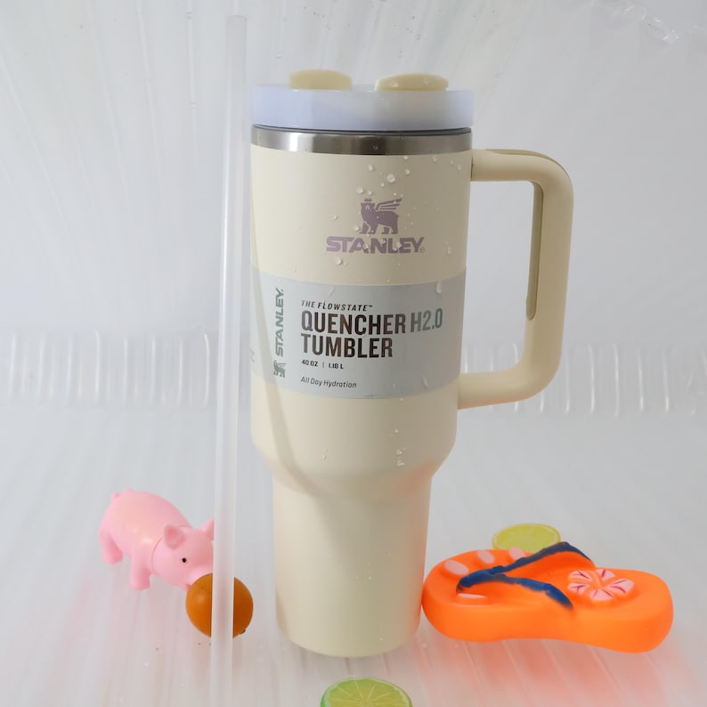 Stanley Quencher H2.0 Tumbler 40 Oz Pale Yellow, Leakproof Flip Straw Cup image 1