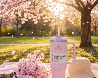 Stanley Tumbler Pink Dust 40 oz , Insulated Cup with Handle & Straw Lid