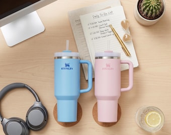 Stanley 40oz Tumbler Bundle – Pink & Blue FlowState Travel Mugs (Set of 2)