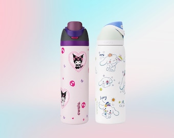 Owala Kuromi + Cinnamoroll 24 oz FreeSip Bottle Bundle, Limited Edition Sanrio Stainless Steel Insulated Water Bottles for School & Travel