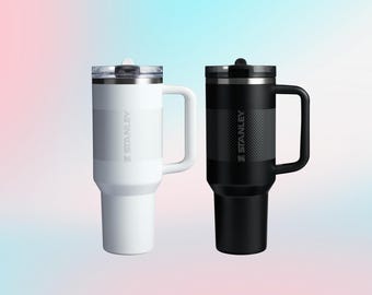Stanley Minimalist Black and White 40oz Tumbler Set Classic His and Hers Gift Matching Couples Water Bottle Engagement Wedding Gift Set of 2