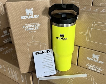 Stanley IceFlow 30 oz Tumbler with Handle, Bright Yellow-Green Leak Resistant Insulated Straw Cup