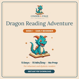 Reluctant Reader Phonics Worksheets | Dyslexia Printable | Dragon Reading Adventure Week 1 | Short A CVC Words Sight Words