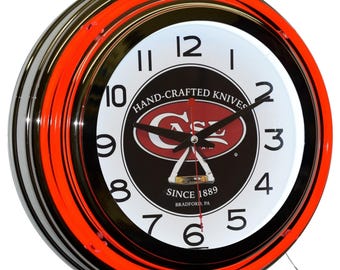 Vintage Case Knives Double Neon Wall Clock
