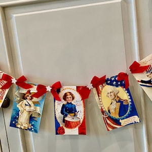 Vintage July 4th, Patriotic Banner Garland Decoration