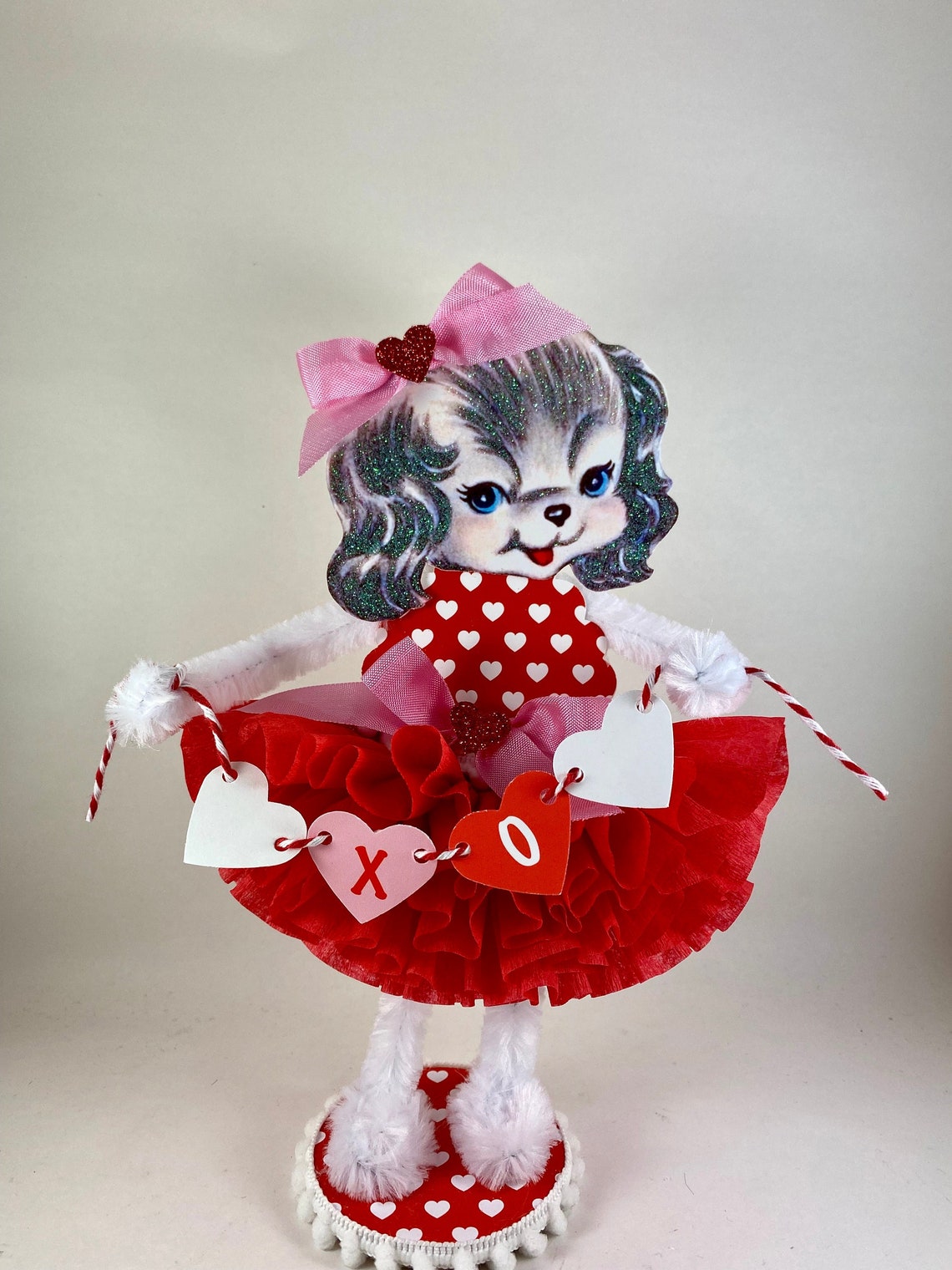 Valentine Puppy Valentine's Day Decor Handmade Vintage - Etsy