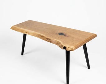 Live Edge Oak & Resin Coffee Table | Mid-Century Rustic Statement Piece