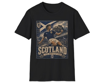 Vintage Scotland Football Shirt, FIFA World Cup 2026 Scotland Tee, Retro Tartan Army Football Graphic T-Shirt, Scottish Football Fan Gift