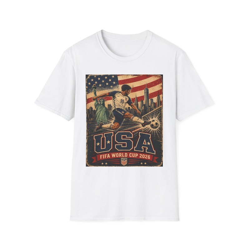 Vintage USA Soccer Shirt, World Cup 2026 USA Tee, Retro USMNT Football Graphic T-Shirt, American Soccer Fan Gift, Patriotic Sports Tee image 1