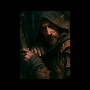 Middeleeuws fantasie Elven Ranger-portret | DnD NPC-kunst | TTRPG-personageportret | Hand-out Dungeon Master | Digitale download