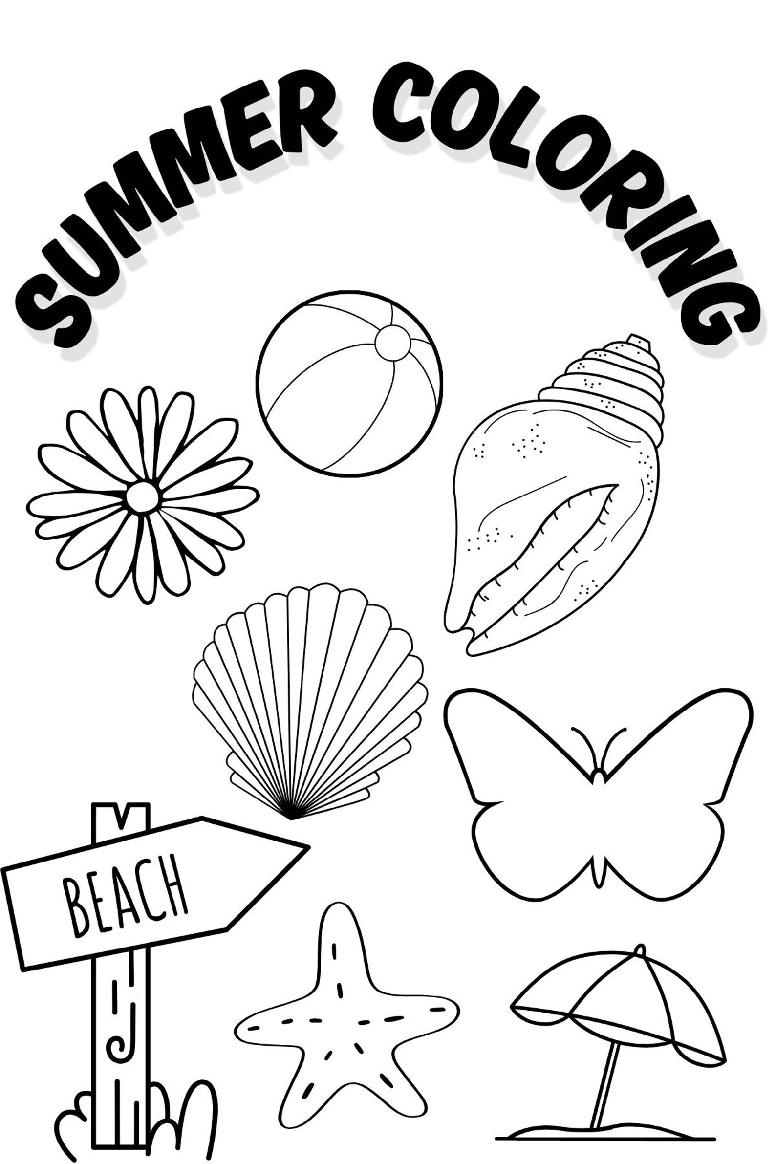 Summer Coloring Page - Etsy