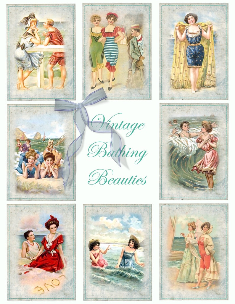 Instant Download Vintage Bathing Beauties Digital Printable Collage ...