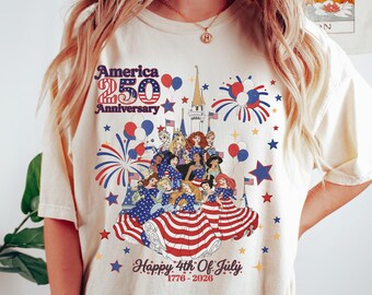 Disney Princess Group Patriotic Disney 4th Of July T-shirt, WDW Disney Family America Fourth Of July Tee, Red White And Blue USA Tank Top