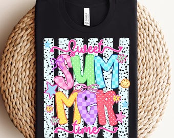 Camiseta de verano a rayas neón, camisa playera estilo preppy coqueta, camiseta de vacaciones femenina a la moda, top de verano a cuadros, ropa playera estética