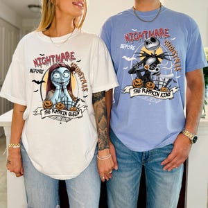 Comfort Colors Jack And Sally Halloween Couple Shirt, Nightmare Before Halloween, Jack Skellington The Pumpkin King T-shirt , Halloween Gift image 5
