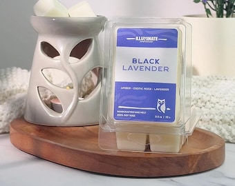 Black Lavender Wax Melts - Lavender, Amber & Sage - Pet | Migraine Friendly - 100% Soy
