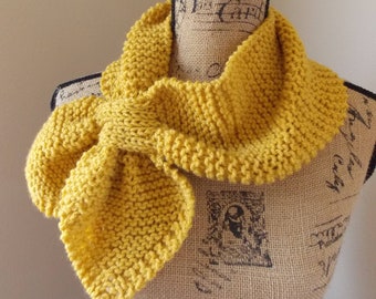 Yellow keyhole scarf, bright mustard color cowl collar scarf with pull through slit