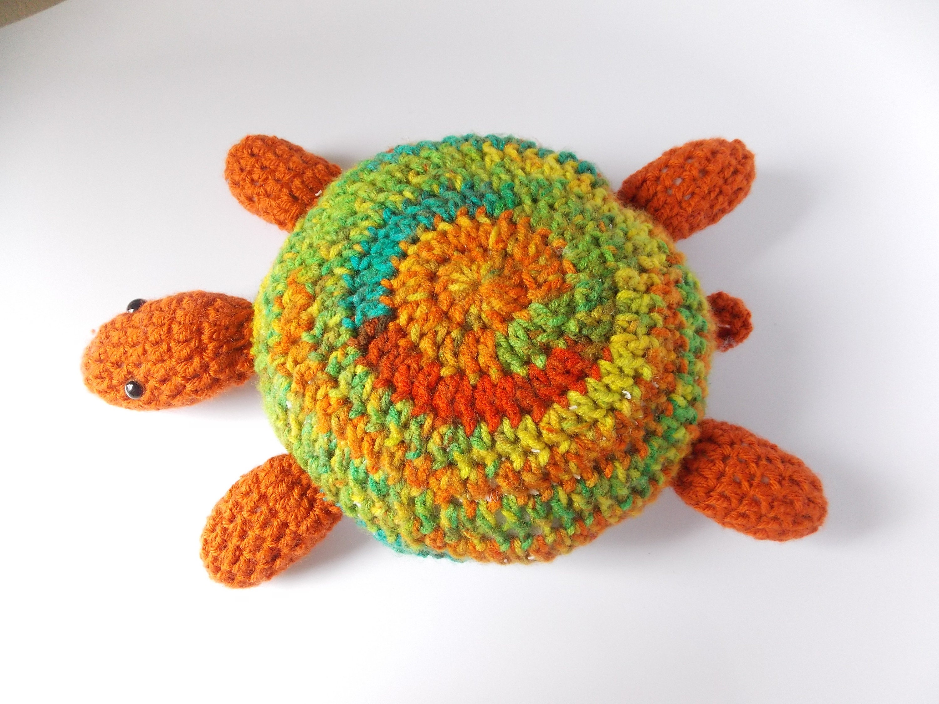 Crochet Kitchen Turtle Mop, Orange and Green Drip Catcher Tortoise