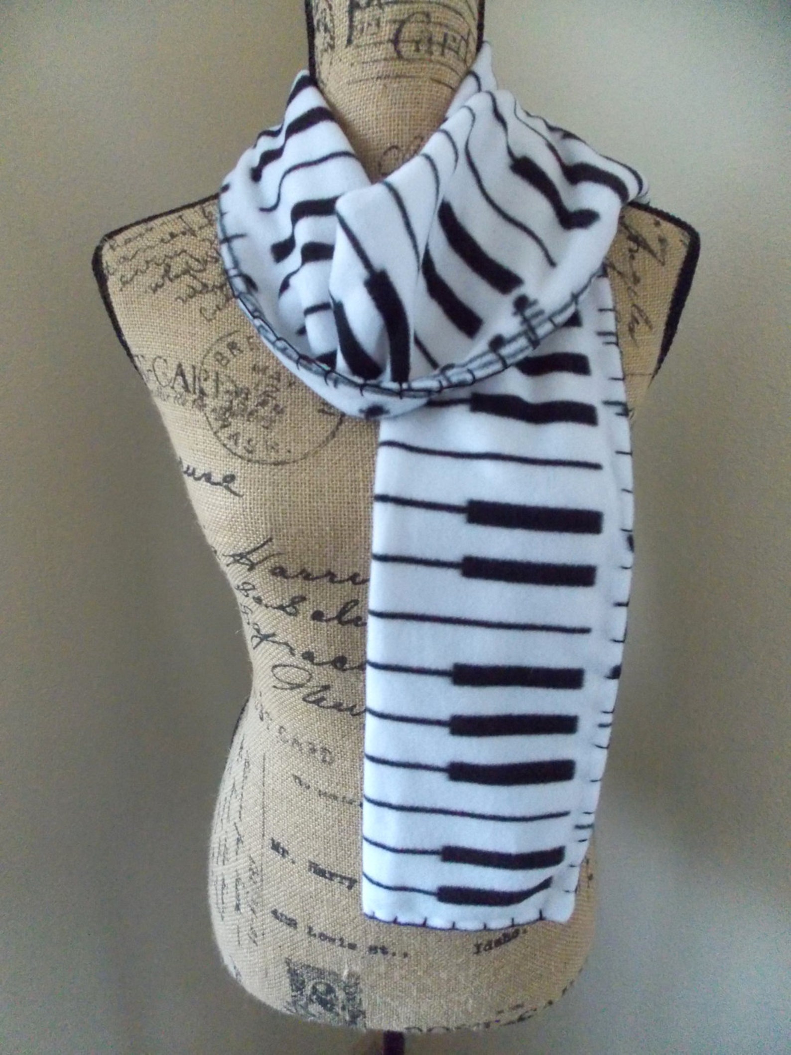 Piano Scarf fleece scarf with piano keys on one side and Etsy