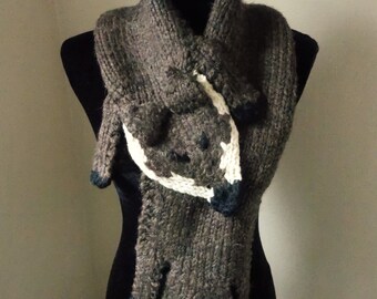 Brown fox scarf, knit animal shrug for cosplayers and dressing up